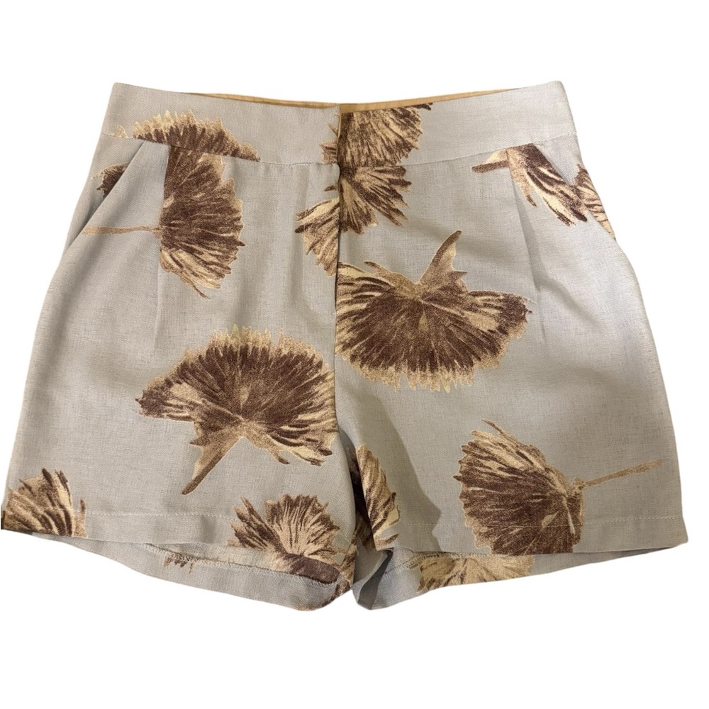 Batik Blue Floral Patterned Shorts With Pockets Size 40